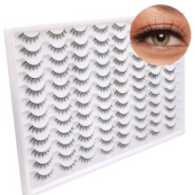 Kunstwimpers 48 paar imitatie nerts wimpers 14 mm luchtige wimpers 3D pluizige cat eye wimpers verpakking bulk groothandel stripwimpers (stijl 48-038)