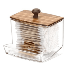 Distributeur transparent pour salle de bain, pour boules de coton et cotons-tiges