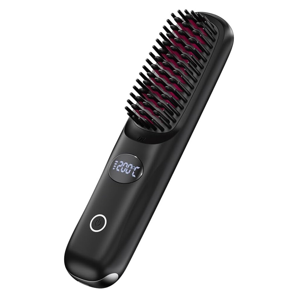 Cordless Hair Straightening Brush Portable Rechargeable