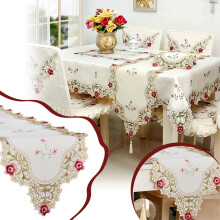 Antépendium d'intérieur, drapeau de table, napperon en dentelle, dessous de plat, serviette longue, drapeau de table en dentelle rouge vin et