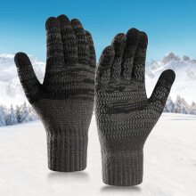 Gants d'hiver pour femmes avec écran tactile, gris, en maille polaire doublée.
