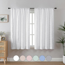 Rideaux semi-transparents 3D en relief, 2 pièces, blancs, 38 po L x 54 po H, passe-tringle, compatibles avec les tringles standard