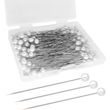 Špendlíky na živůtky a boutonniéry, 2,5" kapkovité perlové kulaté hlavičky, bílé rovné šicí špendlíky na svatbu, DIY šperky,