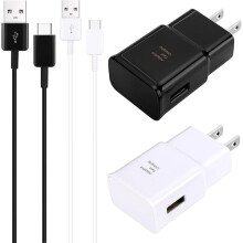 ZC Typ-C Snabbladdare 2-pack + 2,4 m kabel, kompatibel med Samsung Galaxy S8–S25 och Note8–20