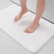 Tapis de bain en mousse à mémoire de forme 61 x 41 cm, ultra doux, antidérapant, absorbant et lavable en machine – Blanc