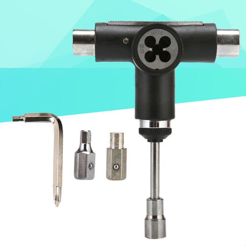 Heavy Duty Steel Black Skateboard Tool Multi Function T Tool for Skateboards