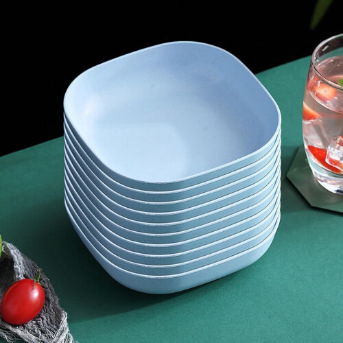 Set of 10 Square Stackable Dinner Plates Premium Durable and Tableware for Home Kitchen Use