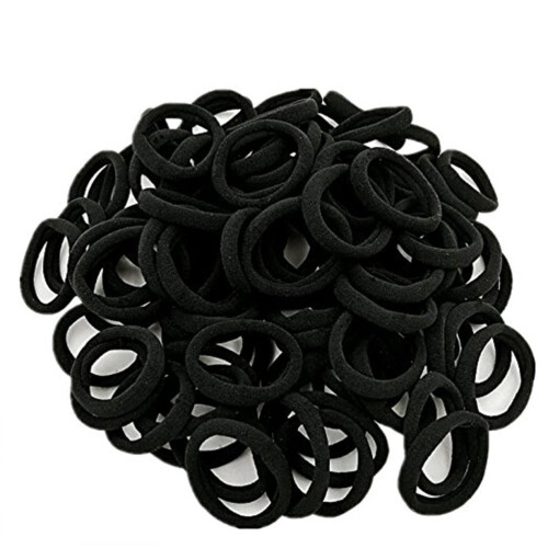 100 pezzi di elastici per capelli neri, elastici per diverse acconciature e per l'uso quotidiano