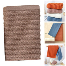 Serviettes en coton Ă texture nid d'abeille marron 34 x 72 cm