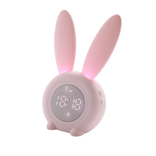 Children's Bedside Clock Rabbit Shaped Pink ABS 1Set With Timer Function 1