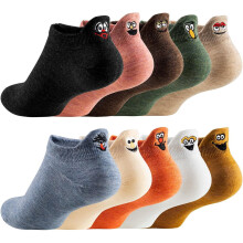 Calzini carini da donna, 10 paia, in cotone, kawaii, ricamati, divertenti, corti, per donne e ragazze, calzini alla caviglia