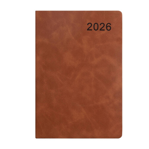 Week- en maandplanner 2026 A5 met leren omslag