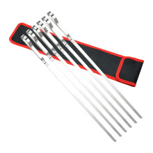 Herbruikbare kebabspiesjes, platte metalen spiesjes van roestvrij staal voor de barbecue, stevige houten spiesjes, extra lang (54 inch breed).