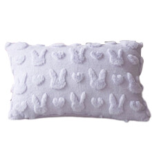 Decorative Square Throw Pillow Case with Raised Pattern Soft Plush Fabric Bunny Embossed Design for Sofa Bed Chair Home Use 18x18 Inches
