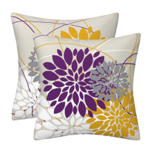 Zierkissen aus Leinen mit Blumenmuster, quadratisches Kissen im Landhausstil