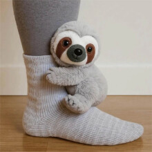 Chaussettes unisexes grises en maille 3D avec motifs animaux