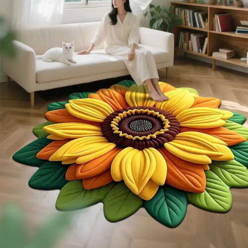 3D Peacock Floral Doormat, Αντιολισθητικό Χαλί Εισόδου 24x24 ιντσών για Εσωτερική/Εξωτερική