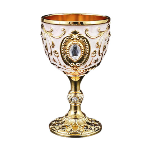 Embossed Water Goblet Drinking Cup Collection Reusable Tableware Metal Cup Mini Gold White