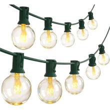 Cordão de luzes de Natal de 7,62 m (25 pés) com 27 lâmpadas transparentes G40, certificado pela UL, fio verde – Decoração de Natal para