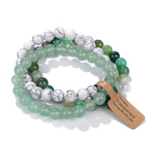 3PCS Crystal Stone Bracelets for Women Men Semi-Precious Gemstone Bracelets 8mm Round Beads Stretch Beaded Bracelet Jewelry