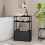 Slim Narrow Side Table with Fabric Basket Ebony Black 1