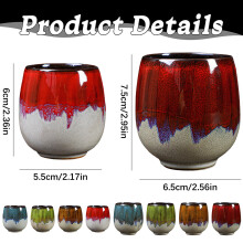 Lot de 2 tasses à café émaillées, 95 ml, en céramique à émail réactif (bleues x 2), tasses brillantes faites à la main pour café/thé –