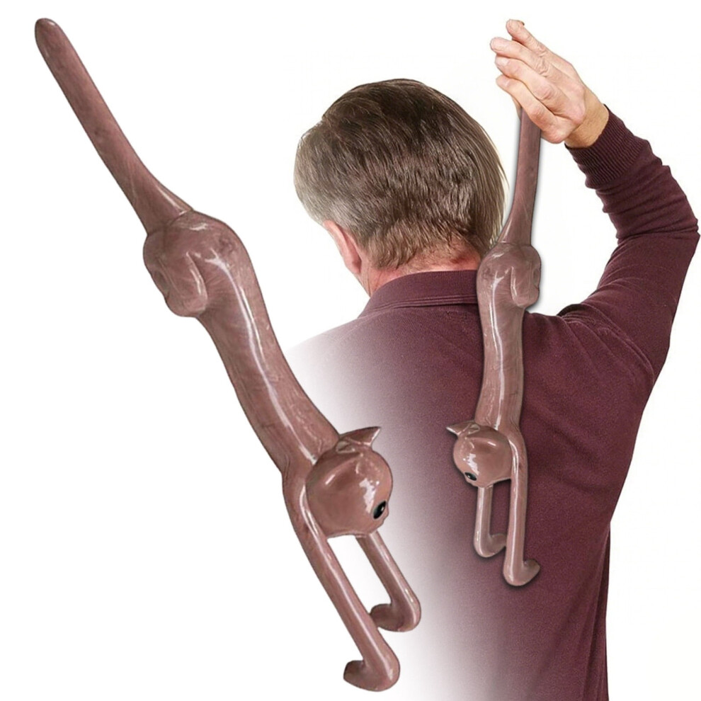 Brown Shaped Back Scratcher Ergonomic Wooden Massager For To Reach Itches ( Lover ),