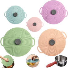 Ensemble universel de 5 couvercles en silicone : couvercles anti-éclaboussures pour micro-ondes, pour bols, casseroles et poêles –