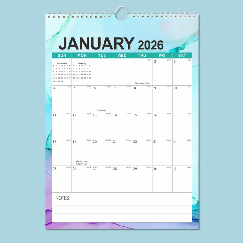 Calendário de parede 2026, 37,6 x 29,5 cm (14,8 x 11,6 polegadas), datas julianas, papel grosso.