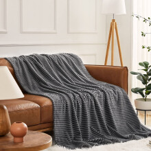 Fluffy Blanket Throw - Single-Layer Lightweight & Warm, All-Season Home Decor,Home Decor,Cozy Blankets and Throws,Charcoal Grey, 60"x80"