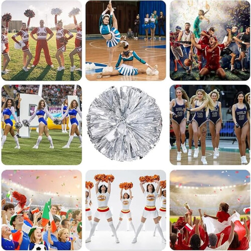 Pompons de cheerleading métallisés 10 pouces, lot de 8 2
