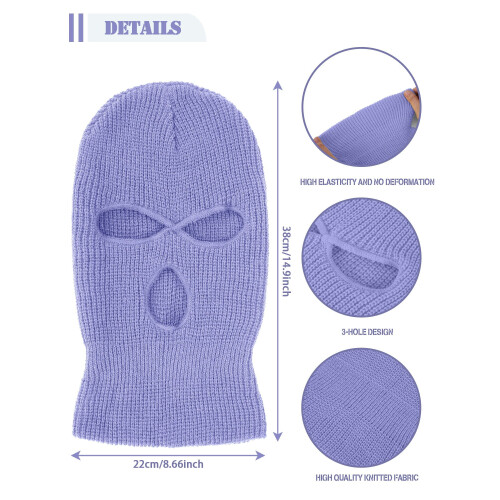 Helmaske vinterstrikket balaklava med 3 hull 2