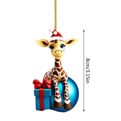 Enfeite de Natal girafa 2D desenho animado 1 peça 2