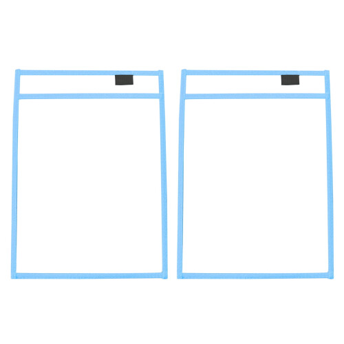 2 buste portadocumenti trasparenti cancellabili da appendere, colore blu. 1