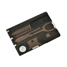 Herramienta multiusos 8 en 1 de acero inoxidable para tarjetas de crédito con destornillador y abrecartas, portátil para oficina, exteriores y kit