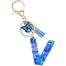 Llavero con inicial, llavero de mariposa, accesorios de resina para decorar bolsos y mochilas de mujer.