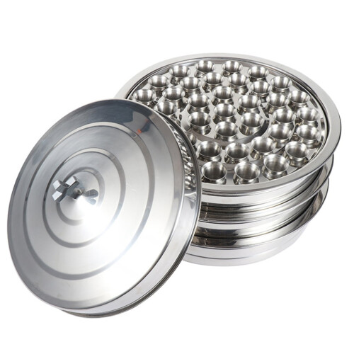 Abendmahlstablett aus Edelstahl mit 39 Fächern und Deckel 1