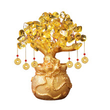 Ornement d'arbre à argent en cristal dans un pot en résine