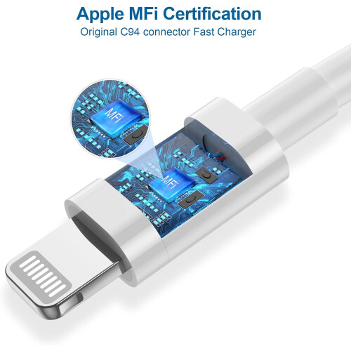 2 καλώδια γρήγορης φόρτισης USB-C σε C 10FT, με πιστοποίηση MFi, συμβατά με iPhone 1