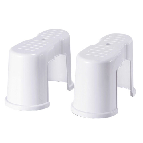 2Pcs Space-saving Bathroom Stool for Toilet White Plastic Use