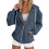Damen-Sweatshirt, Kapuzenpullover, lässig, langärmelig, leicht, bequem, modisch, Größe M, Z08Navy 3