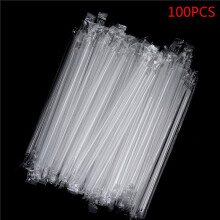 Lot de 100 pailles transparentes en polypropylène (PP) de haute qualité, emballées individuellement. Longueur : 19 cm, largeur : 6 mm.