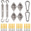Kit de Fixação Reforçado para Vela de Sombra (24 Peças) – Compatível com Formatos Triangular, Quadrado e Retangular, Aço Inoxidável 304, 1