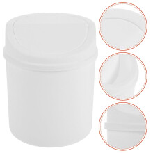 2-Pack Mini Tabletop Trash Can White Plastic Small Waste Bin for Bathroom Office Desk