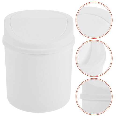 2-Pack Mini Tabletop Trash Can White Plastic Small Waste Bin for Bathroom Office Desk