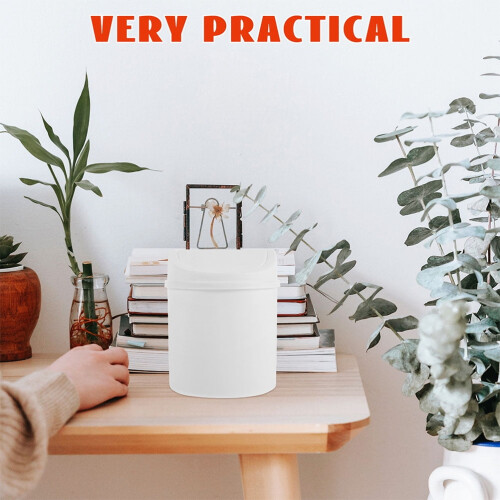 2-Pack Mini Tabletop Trash Can White Plastic Small Waste Bin for Bathroom Office Desk 2