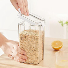 Matförvaringsbehållare med lock, 950 ml plastbehållare för mjöl, socker, bakverk och torrmat (vit), kompatibel med standard köksorganisation