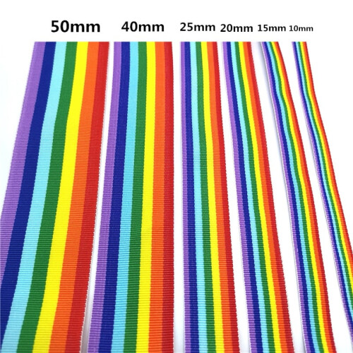 Regenbogenfarbenes Polyesterband, 5 Yards (ca. 4,5 m), 10–50 mm breit 2