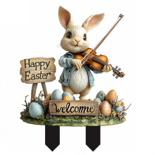 Gartenstecker „Osterhase“ – 30 cm Acryl-2D-Gartenschild, Frühlingsdeko „Frohe Ostern“, geeignet für den Außenbereich
