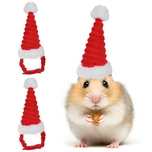 Julehamsterhatt til små kjæledyr 2 stk